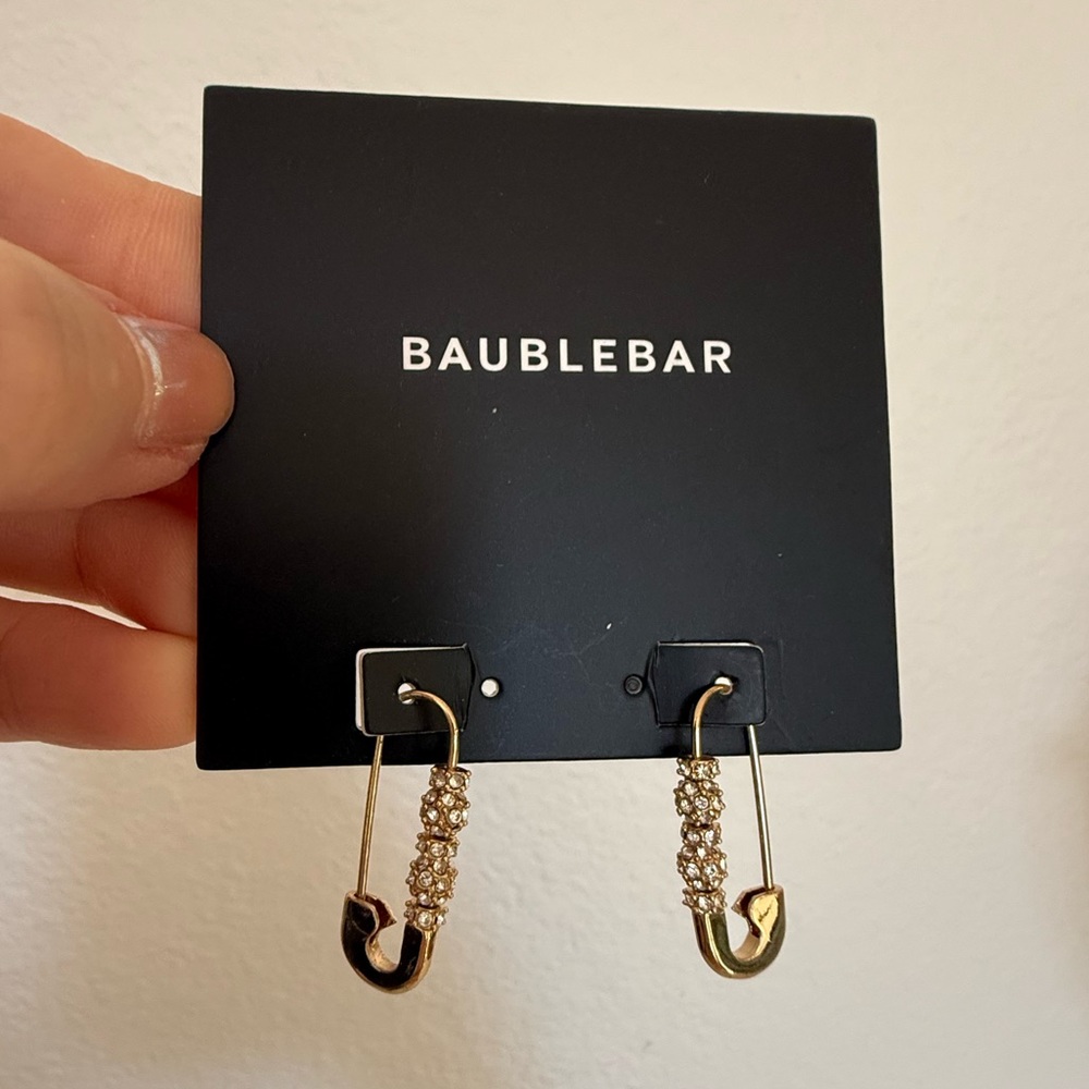 BaubleBar Gold and Silver Safety pin Earrings